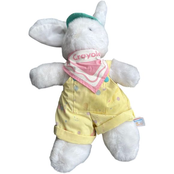 Vintage Hallmark Crayola Painter BUNNY Rabbit Spring Plush Stuffed Animal 1989 - Picture 3 of 15
